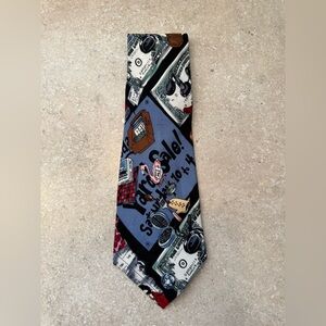 Nicole Miller Silk Hand Sewn 1994 Necktie with Money and Yard Sale Design